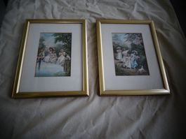 2 Bilder Van Houten`S Cacao Kindermotiv Goldfarbige rahmen